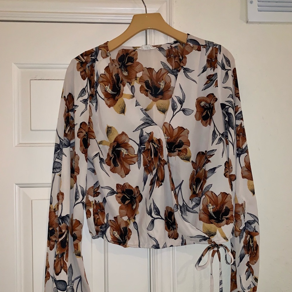 Floral top with bell sleeves